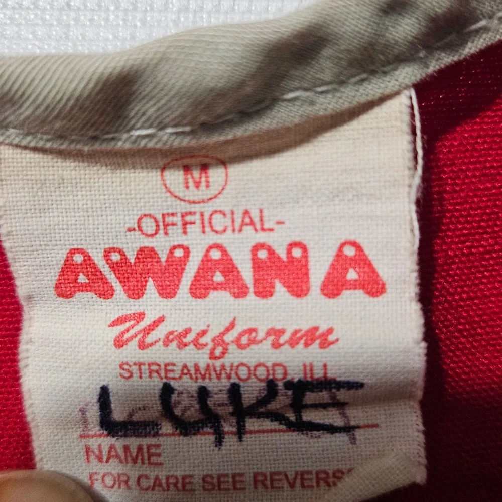 2 Vintage AWANA Uniform Vests Lot Cubbies Sparks‎ Patches Youth Red Blue